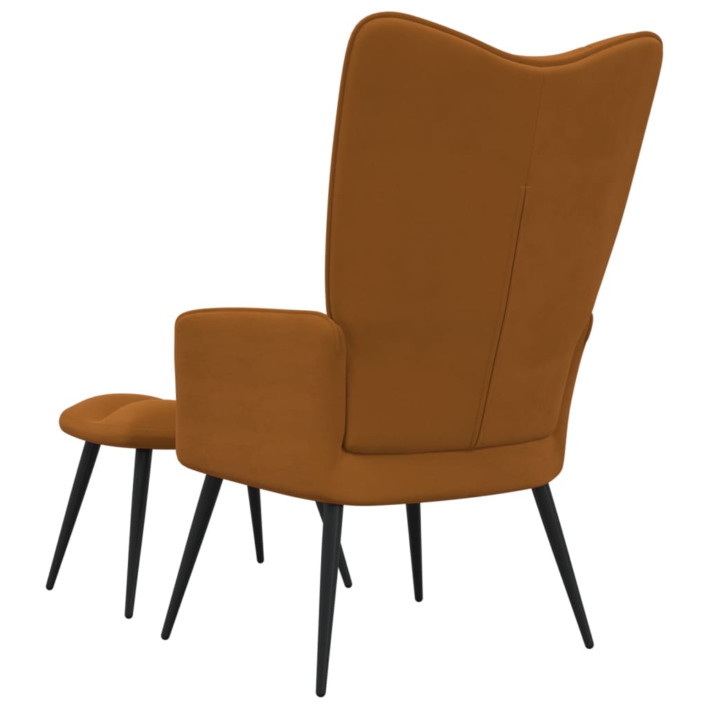 Relaxstoel met voetenbank fluweel bruin is nu te koop bij PeponiXL, paradijselijk wonen!
