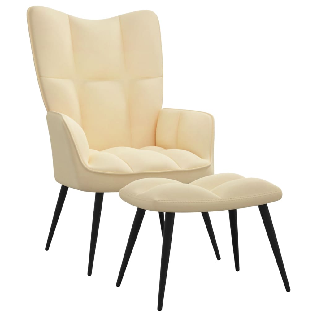 Relaxstoel met voetenbank fluweel crèmewit is nu te koop bij PeponiXL, paradijselijk wonen!