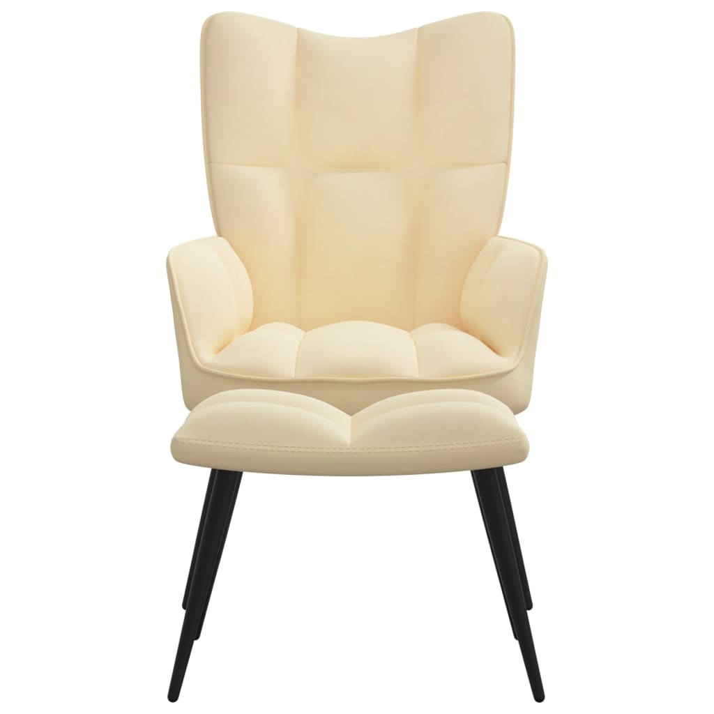 Relaxstoel met voetenbank fluweel crèmewit is nu te koop bij PeponiXL, paradijselijk wonen!