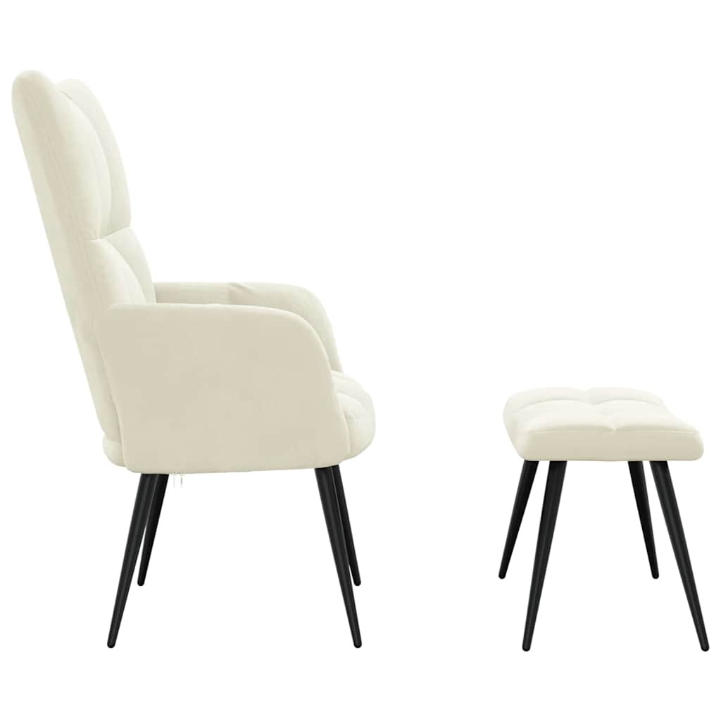 Relaxstoel met voetenbank fluweel crèmewit is nu te koop bij PeponiXL, paradijselijk wonen!