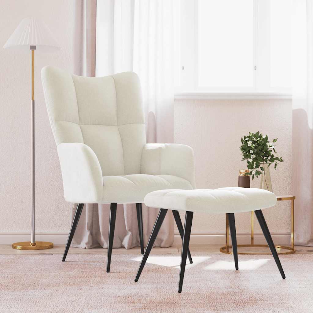 Relaxstoel met voetenbank fluweel crèmewit is nu te koop bij PeponiXL, paradijselijk wonen!