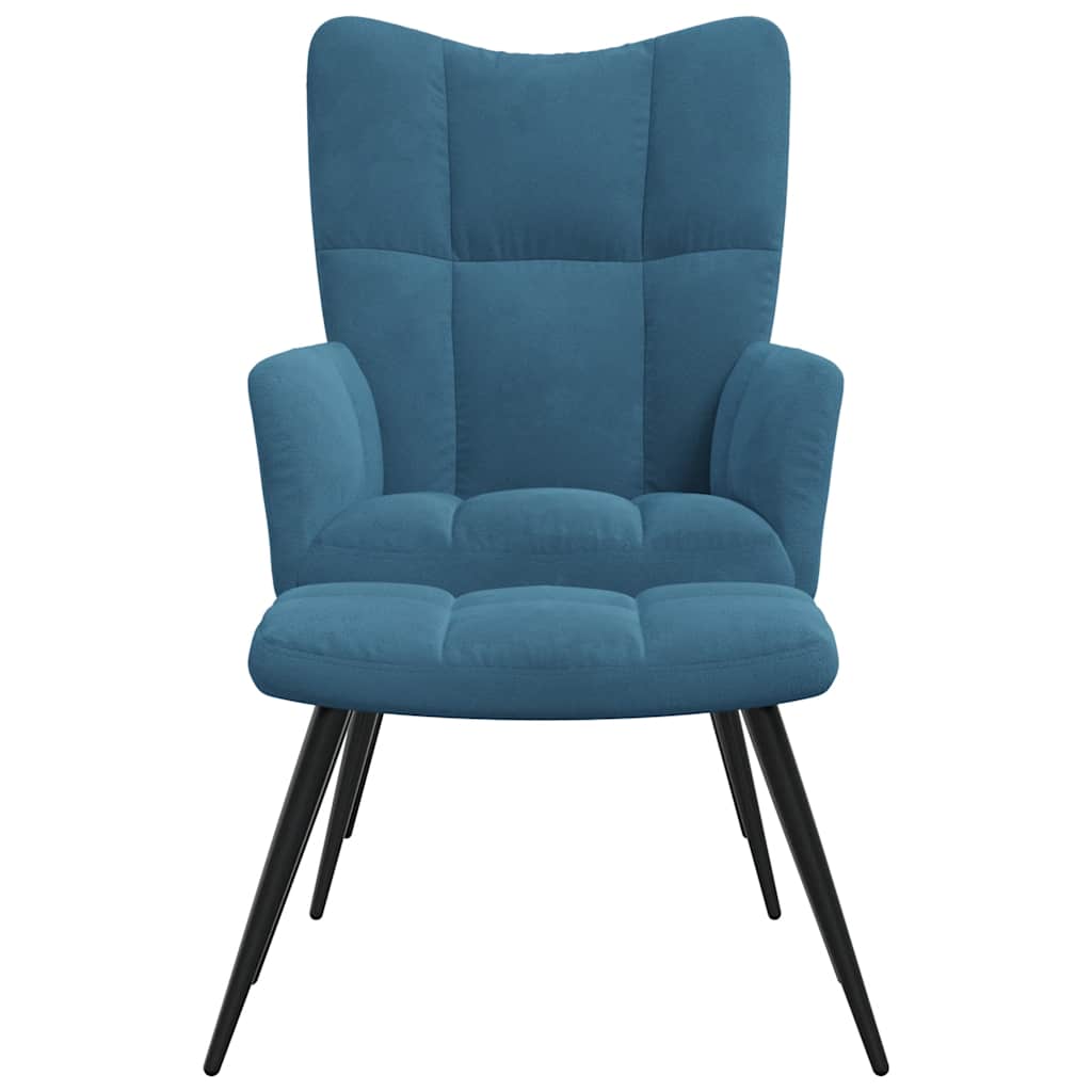 Relaxstoel met voetenbank fluweel blauw is nu te koop bij PeponiXL, paradijselijk wonen!