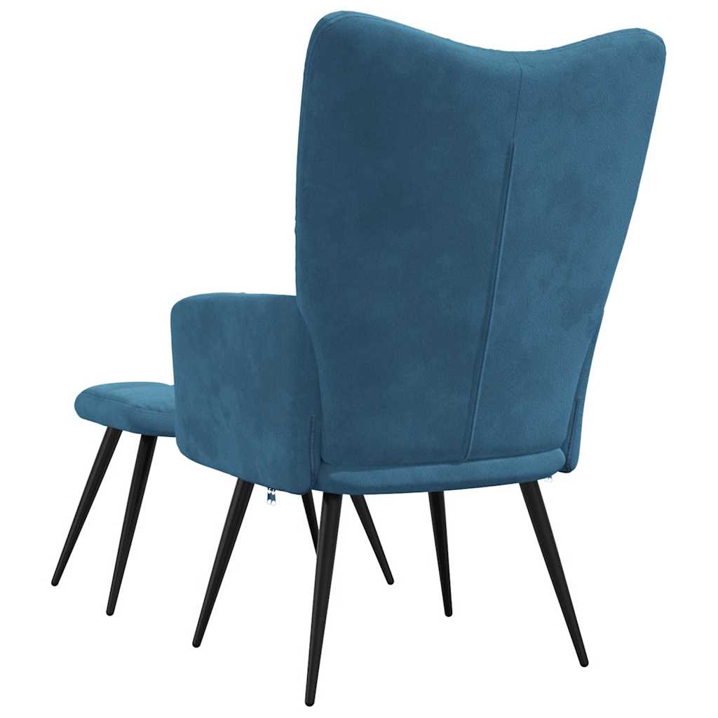 Relaxstoel met voetenbank fluweel blauw is nu te koop bij PeponiXL, paradijselijk wonen!