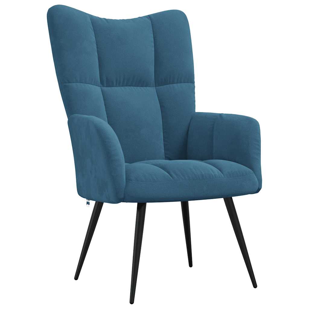Relaxstoel met voetenbank fluweel blauw is nu te koop bij PeponiXL, paradijselijk wonen!