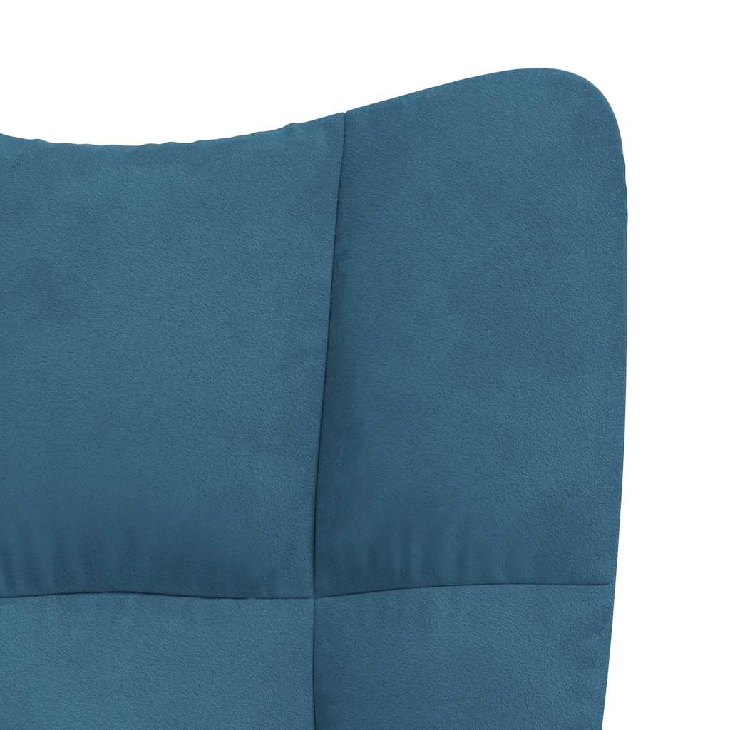 Relaxstoel met voetenbank fluweel blauw is nu te koop bij PeponiXL, paradijselijk wonen!