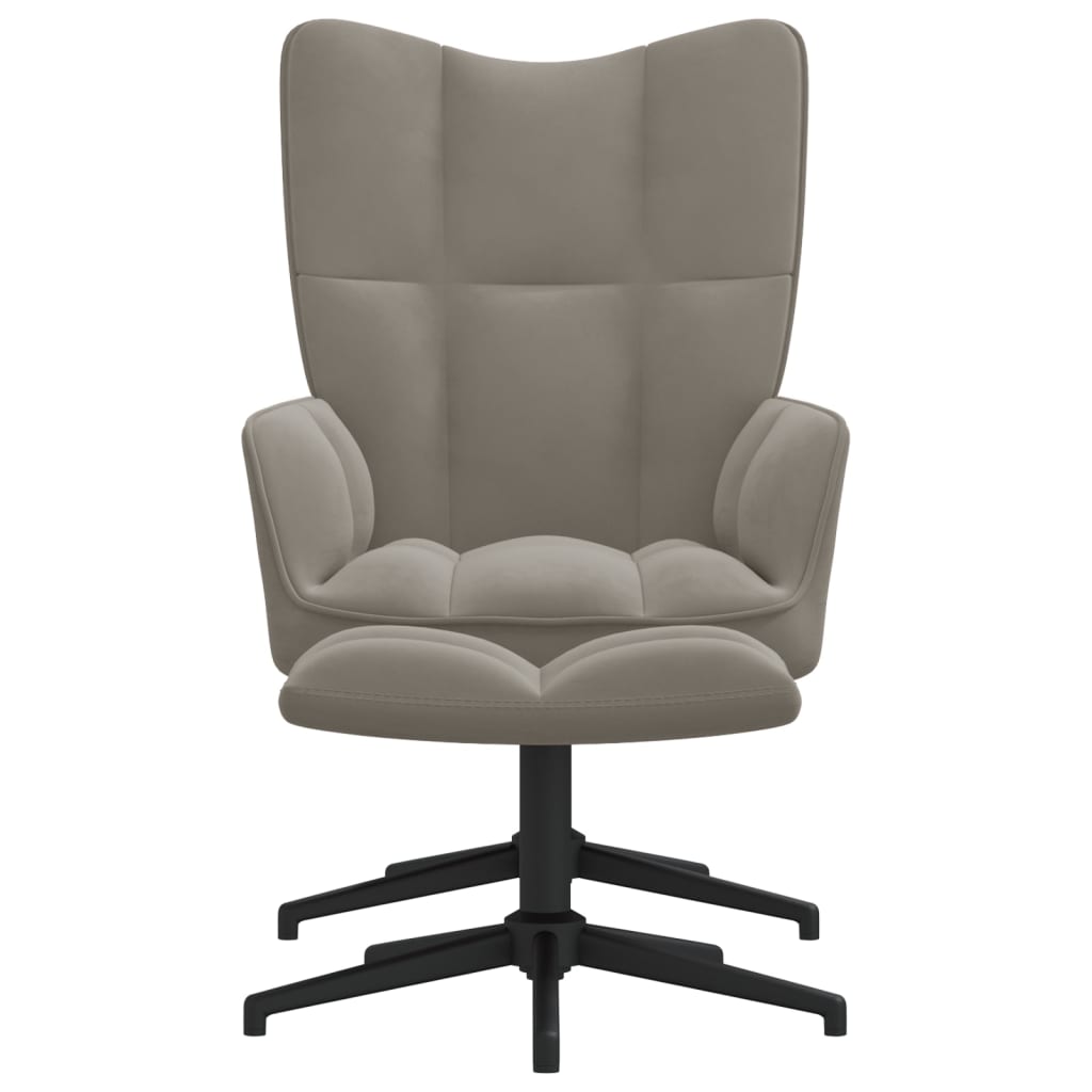 Relaxstoel met voetenbank fluweel lichtgrijs is nu te koop bij PeponiXL, paradijselijk wonen!