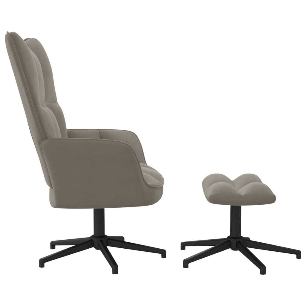 Relaxstoel met voetenbank fluweel lichtgrijs is nu te koop bij PeponiXL, paradijselijk wonen!