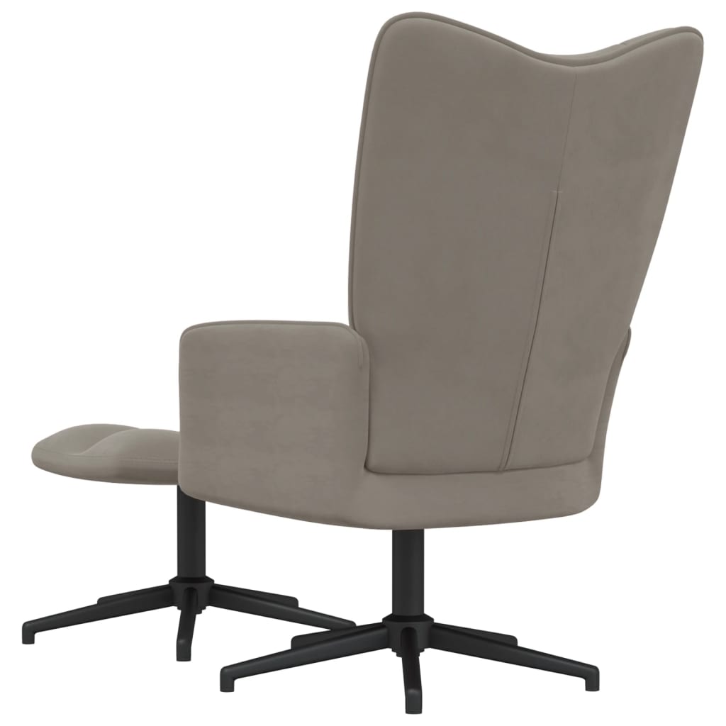 Relaxstoel met voetenbank fluweel lichtgrijs is nu te koop bij PeponiXL, paradijselijk wonen!
