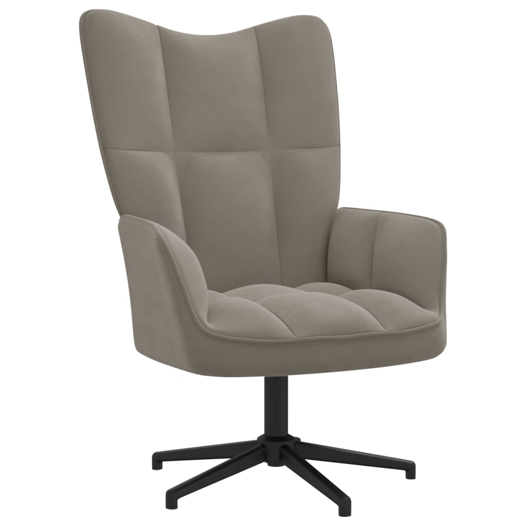 Relaxstoel met voetenbank fluweel lichtgrijs is nu te koop bij PeponiXL, paradijselijk wonen!