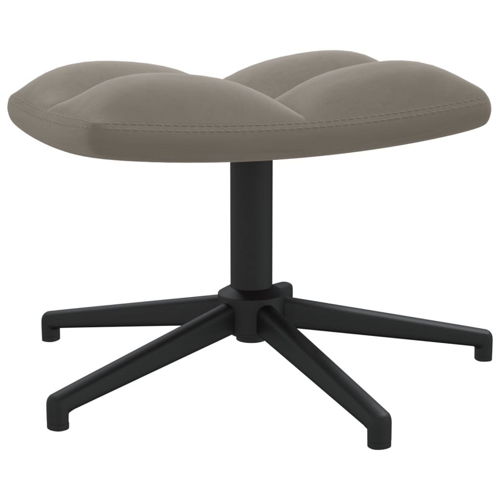 Relaxstoel met voetenbank fluweel lichtgrijs is nu te koop bij PeponiXL, paradijselijk wonen!