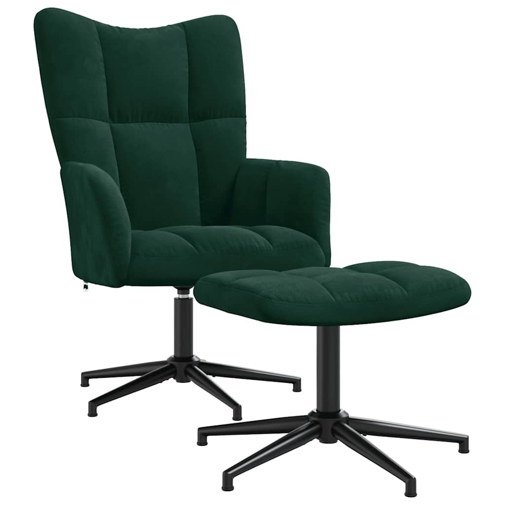 Relaxstoel met voetenbank fluweel donkergroen is nu te koop bij PeponiXL, paradijselijk wonen!
