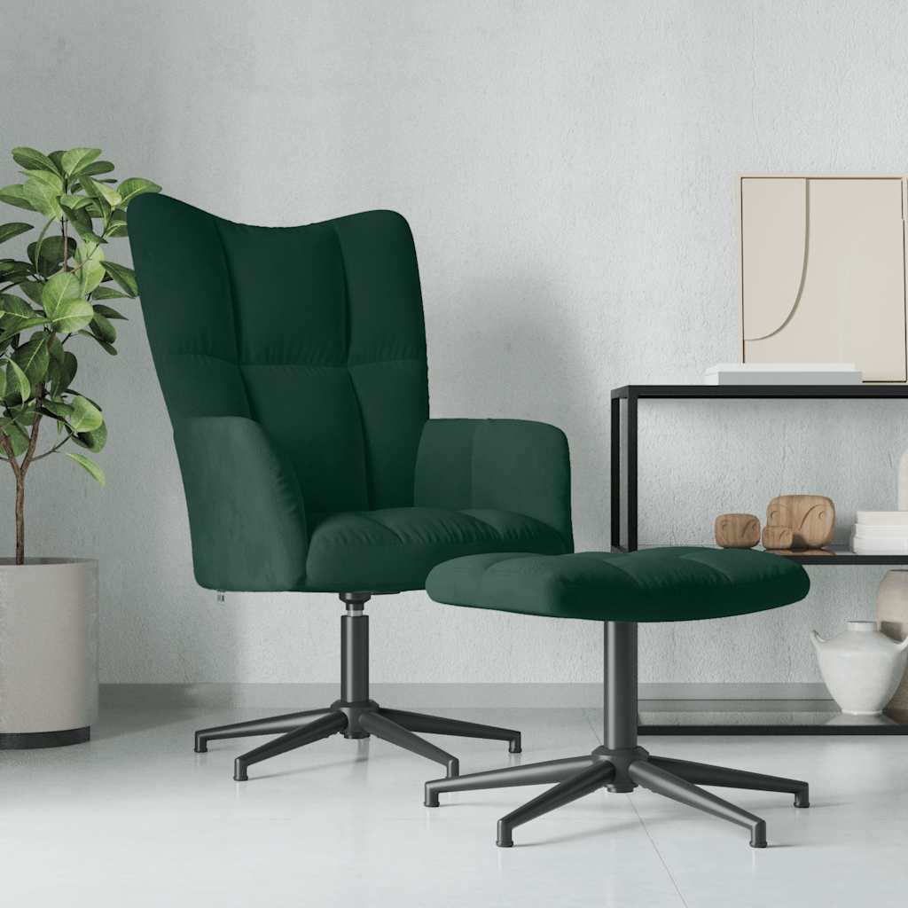 Relaxstoel met voetenbank fluweel donkergroen is nu te koop bij PeponiXL, paradijselijk wonen!