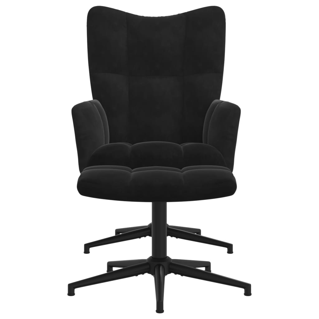 Relaxstoel met voetenbank fluweel zwart is nu te koop bij PeponiXL, paradijselijk wonen!