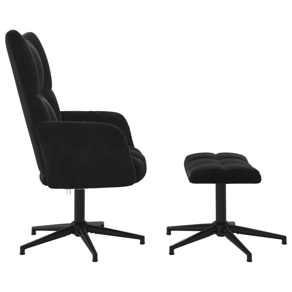 Relaxstoel met voetenbank fluweel zwart is nu te koop bij PeponiXL, paradijselijk wonen!