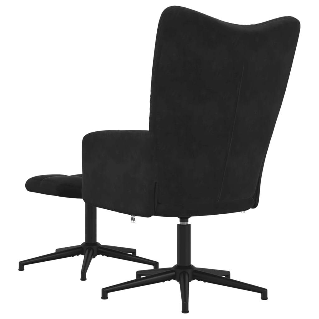 Relaxstoel met voetenbank fluweel zwart is nu te koop bij PeponiXL, paradijselijk wonen!