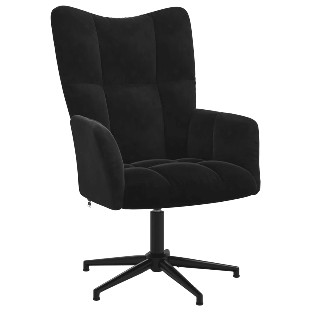 Relaxstoel met voetenbank fluweel zwart is nu te koop bij PeponiXL, paradijselijk wonen!
