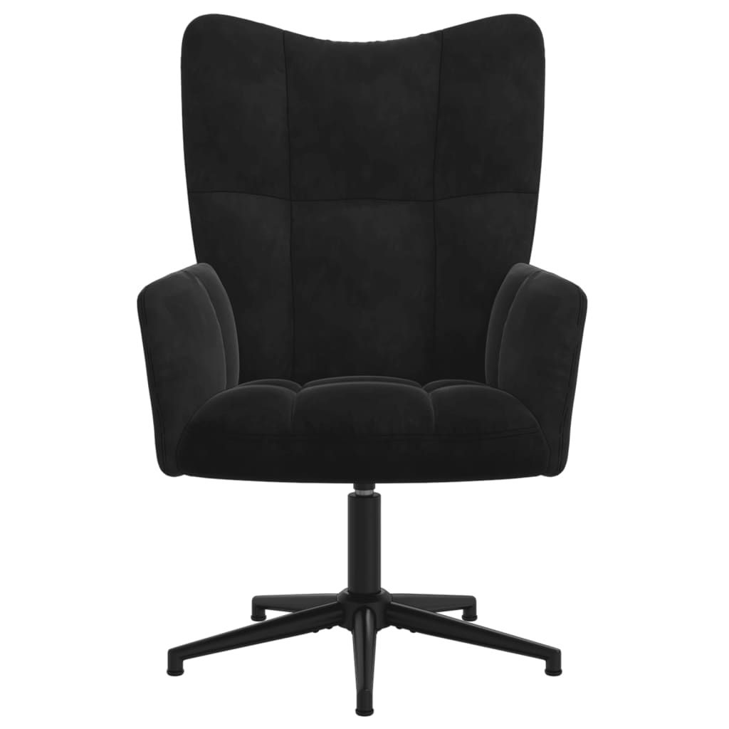 Relaxstoel met voetenbank fluweel zwart is nu te koop bij PeponiXL, paradijselijk wonen!