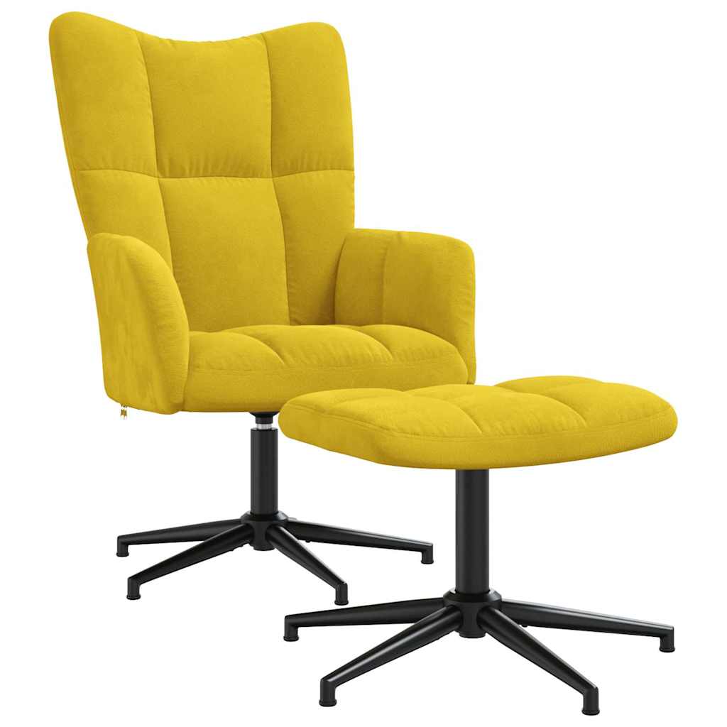 Relaxstoel met voetenbank fluweel mosterdgeel is nu te koop bij PeponiXL, paradijselijk wonen!