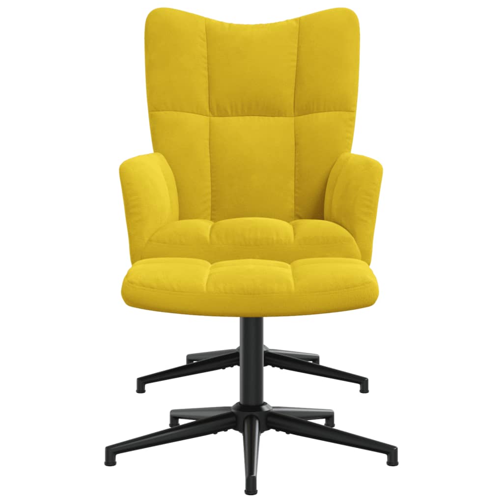 Relaxstoel met voetenbank fluweel mosterdgeel is nu te koop bij PeponiXL, paradijselijk wonen!