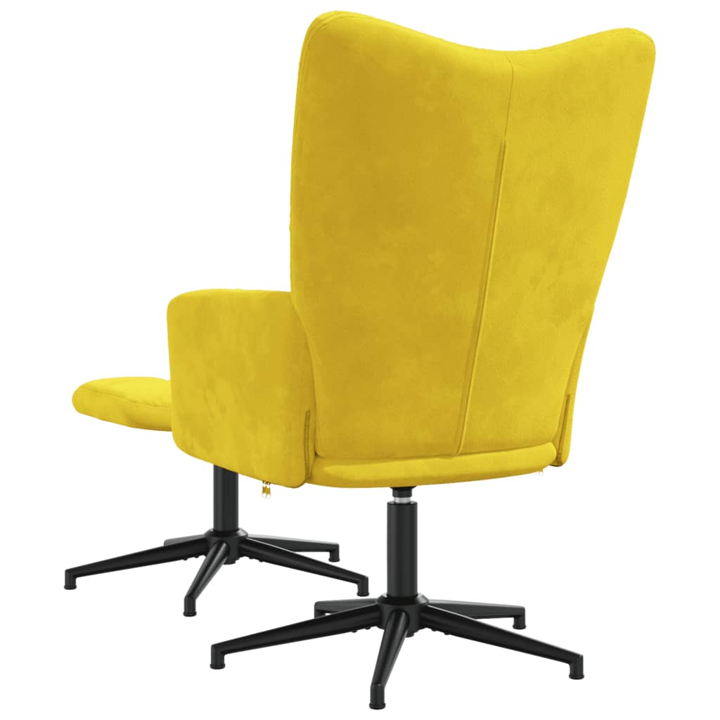 Relaxstoel met voetenbank fluweel mosterdgeel is nu te koop bij PeponiXL, paradijselijk wonen!