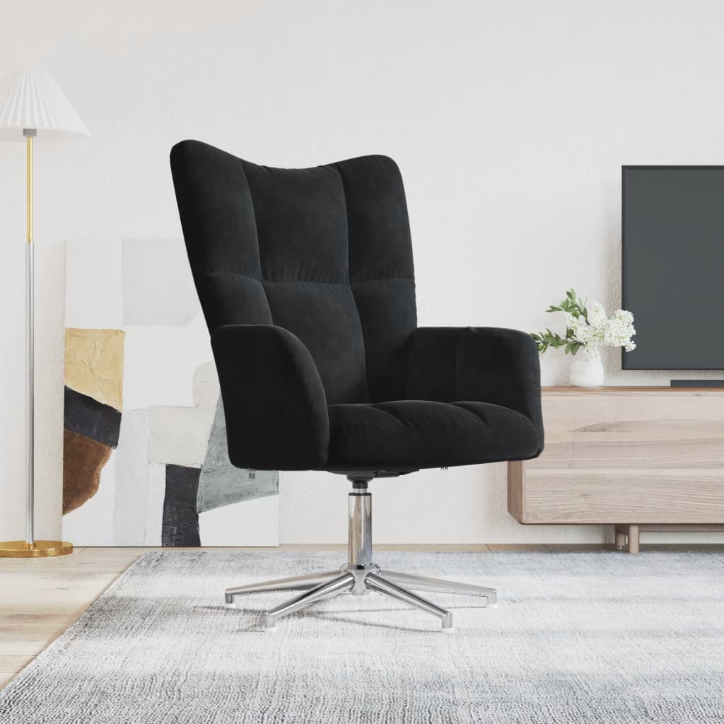 Relaxstoel fluweel zwart is nu te koop bij PeponiXL, paradijselijk wonen!