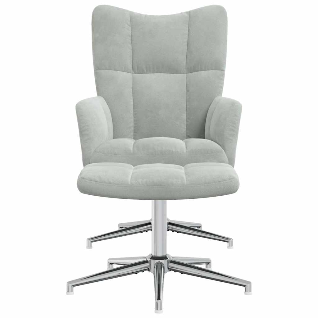 Relaxstoel met voetenbank fluweel lichtgrijs is nu te koop bij PeponiXL, paradijselijk wonen!