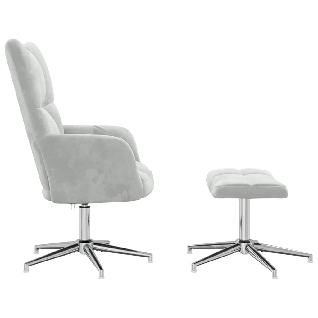 Relaxstoel met voetenbank fluweel lichtgrijs is nu te koop bij PeponiXL, paradijselijk wonen!
