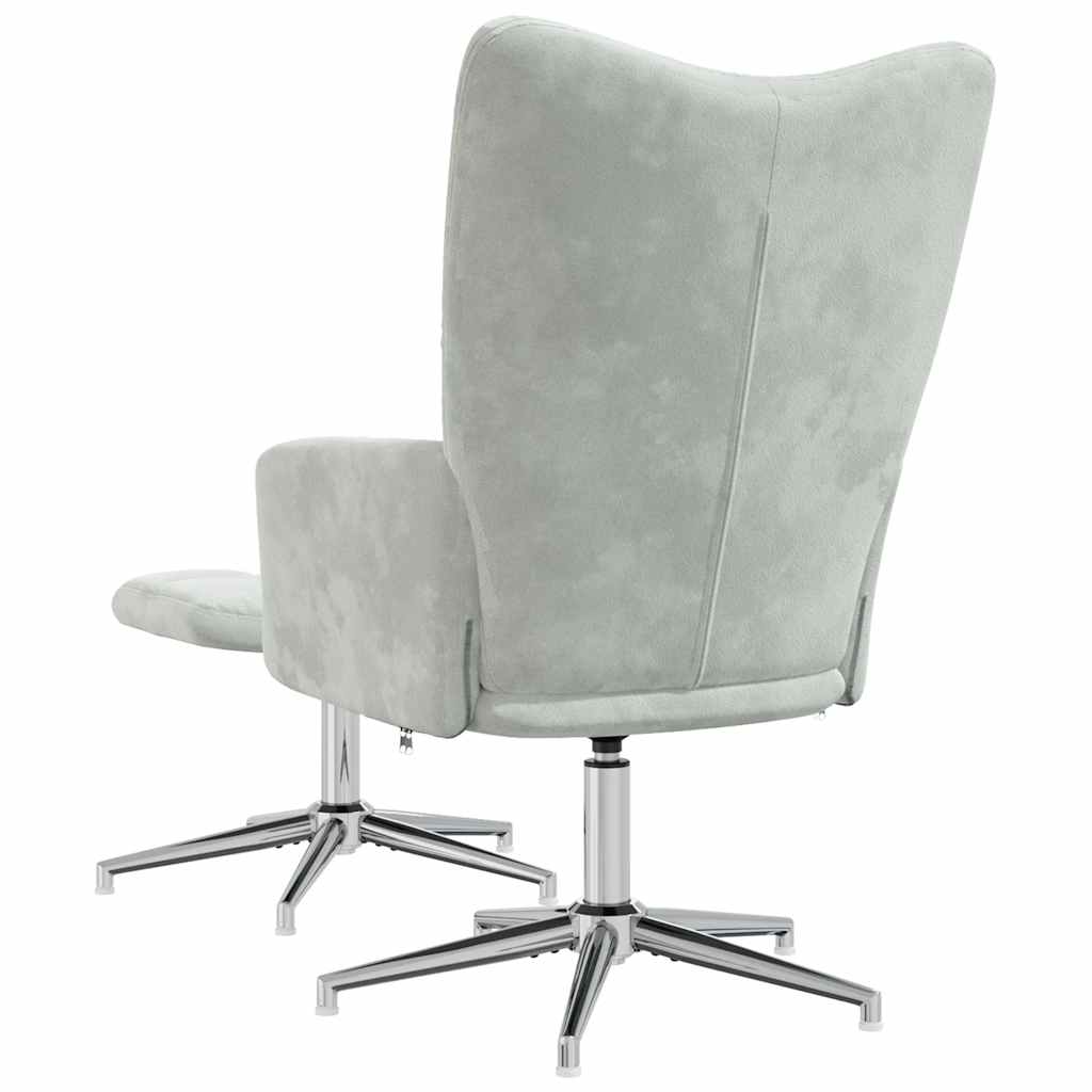 Relaxstoel met voetenbank fluweel lichtgrijs is nu te koop bij PeponiXL, paradijselijk wonen!