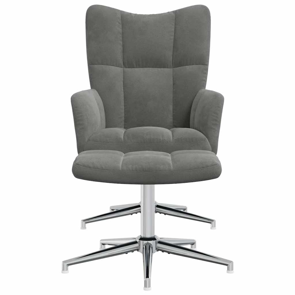 Relaxstoel met voetenbank fluweel donkergrijs is nu te koop bij PeponiXL, paradijselijk wonen!