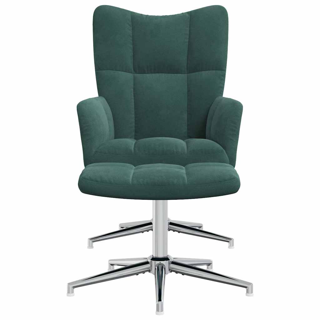 Relaxstoel met voetenbank fluweel donkergroen is nu te koop bij PeponiXL, paradijselijk wonen!