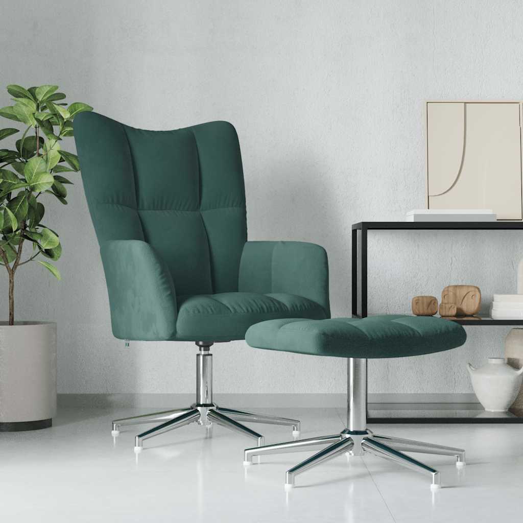 Relaxstoel met voetenbank fluweel donkergroen is nu te koop bij PeponiXL, paradijselijk wonen!