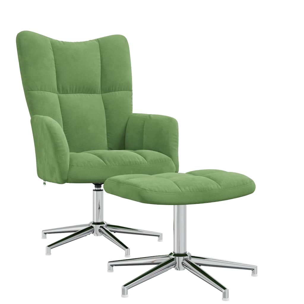 Relaxstoel met voetenbank fluweel lichtgroen is nu te koop bij PeponiXL, paradijselijk wonen!