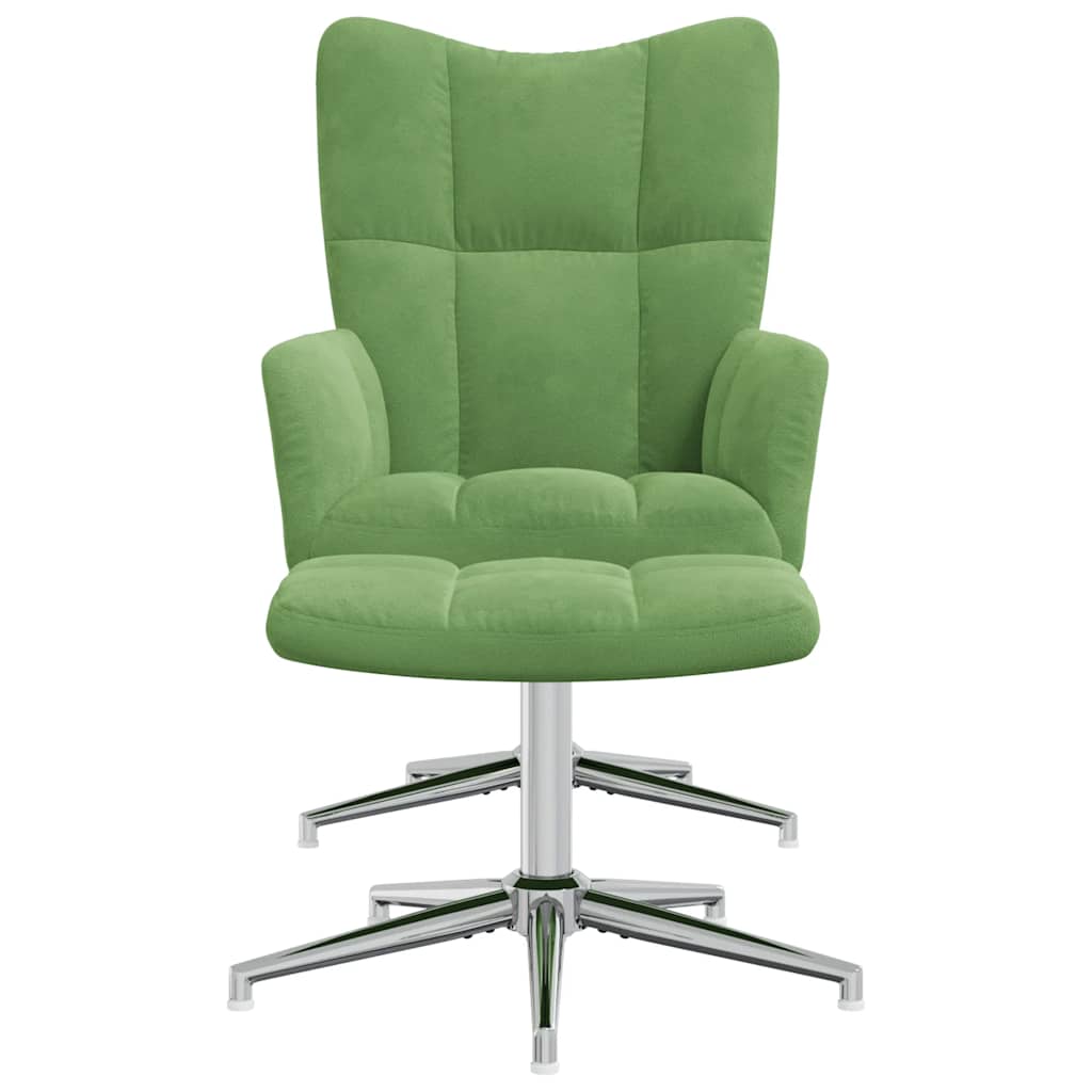 Relaxstoel met voetenbank fluweel lichtgroen is nu te koop bij PeponiXL, paradijselijk wonen!