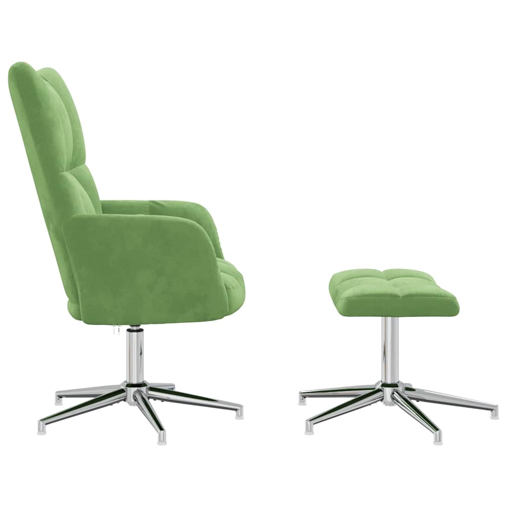 Relaxstoel met voetenbank fluweel lichtgroen is nu te koop bij PeponiXL, paradijselijk wonen!