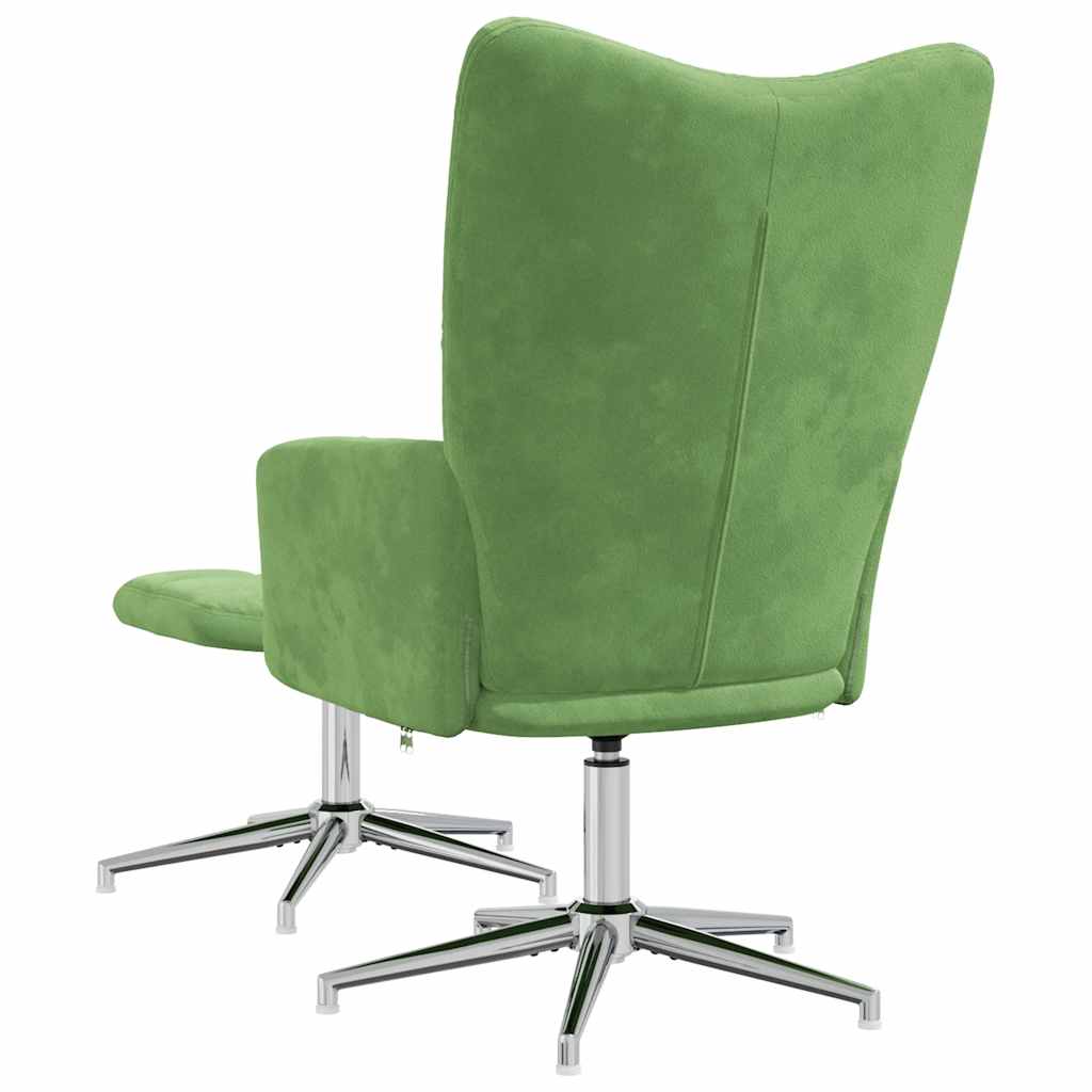 Relaxstoel met voetenbank fluweel lichtgroen is nu te koop bij PeponiXL, paradijselijk wonen!