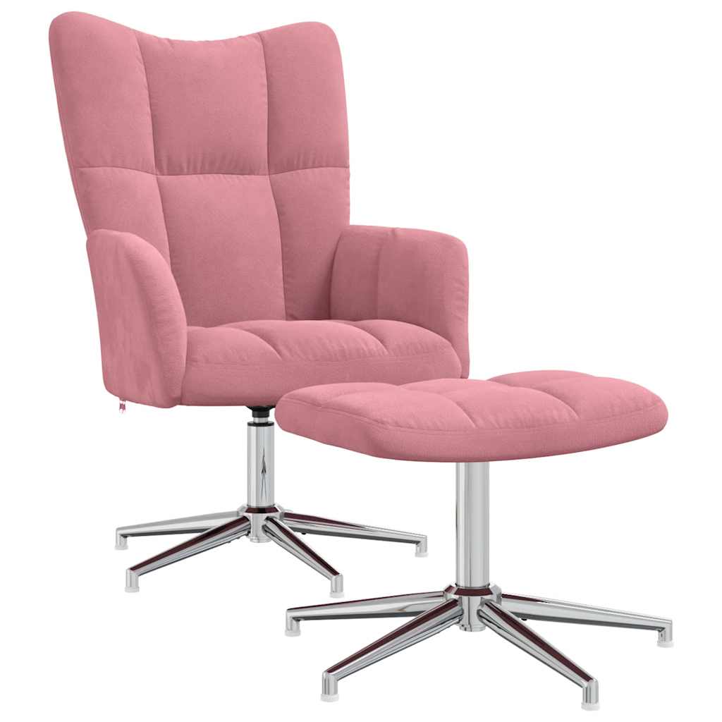 Relaxstoel met voetenbank fluweel roze is nu te koop bij PeponiXL, paradijselijk wonen!
