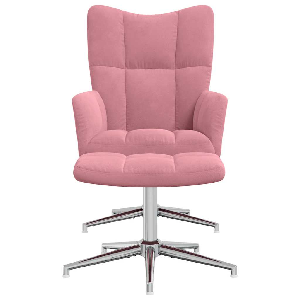 Relaxstoel met voetenbank fluweel roze is nu te koop bij PeponiXL, paradijselijk wonen!