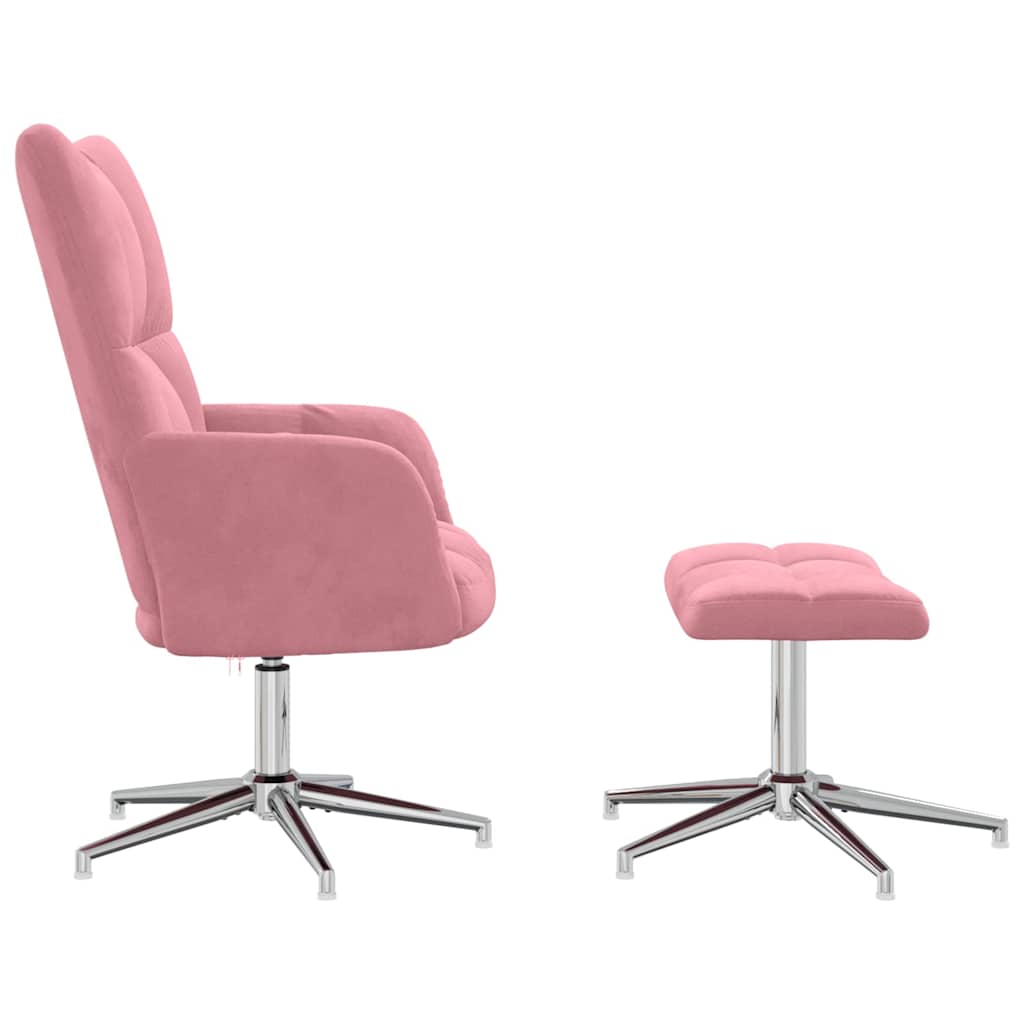 Relaxstoel met voetenbank fluweel roze is nu te koop bij PeponiXL, paradijselijk wonen!
