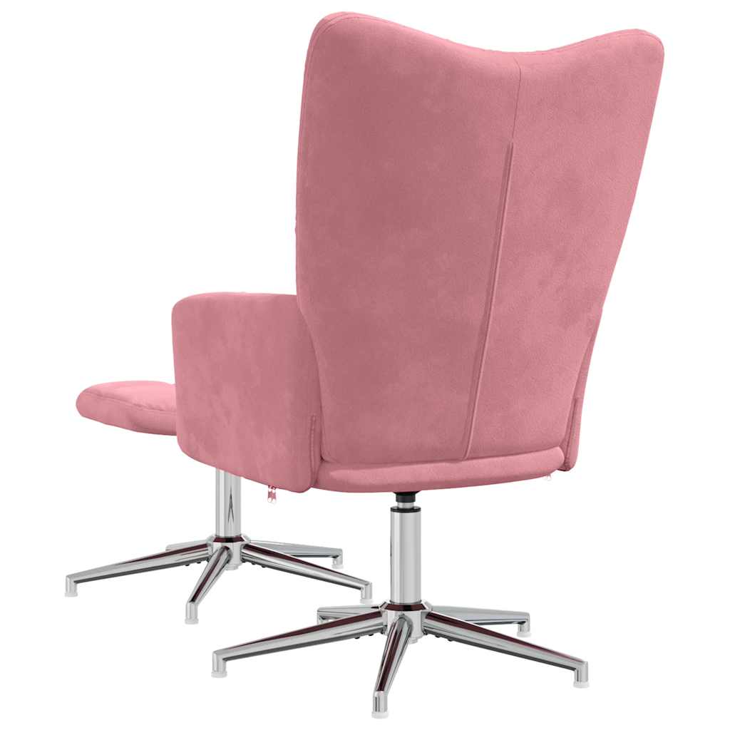 Relaxstoel met voetenbank fluweel roze is nu te koop bij PeponiXL, paradijselijk wonen!