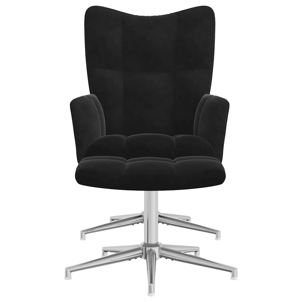 Relaxstoel met voetenbank fluweel zwart is nu te koop bij PeponiXL, paradijselijk wonen!