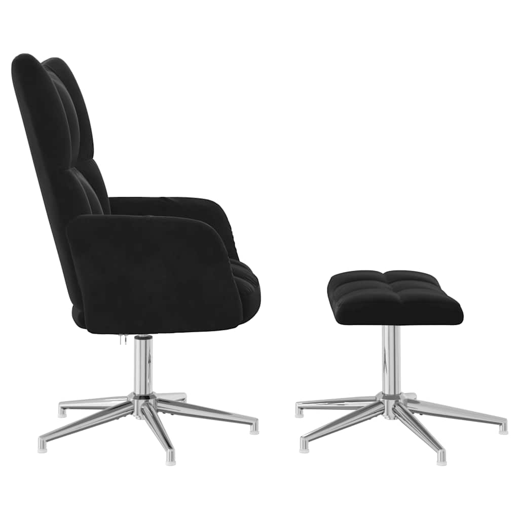 Relaxstoel met voetenbank fluweel zwart is nu te koop bij PeponiXL, paradijselijk wonen!