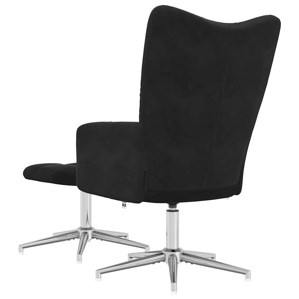 Relaxstoel met voetenbank fluweel zwart is nu te koop bij PeponiXL, paradijselijk wonen!