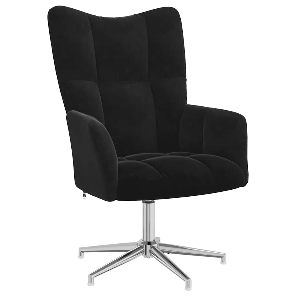 Relaxstoel met voetenbank fluweel zwart is nu te koop bij PeponiXL, paradijselijk wonen!
