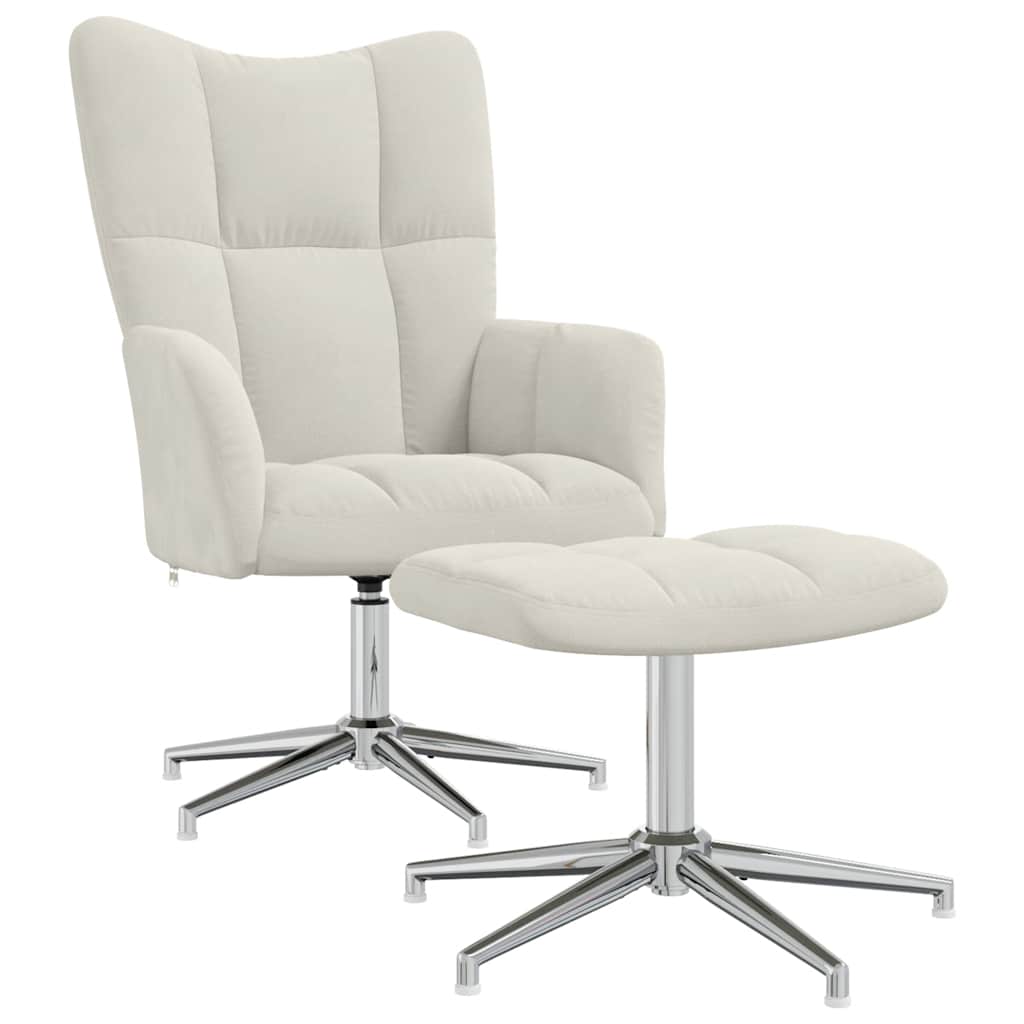 Relaxstoel met voetenbank fluweel crèmewit is nu te koop bij PeponiXL, paradijselijk wonen!