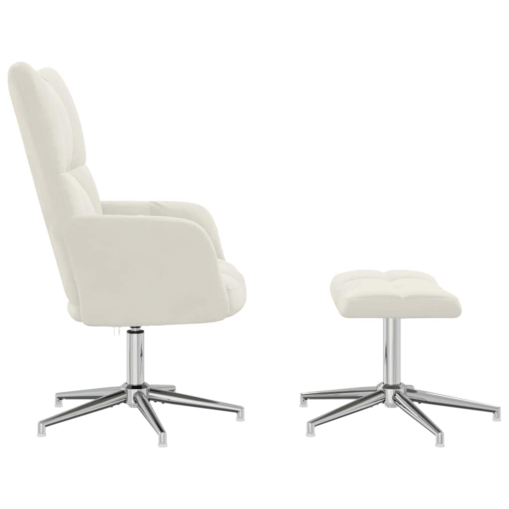 Relaxstoel met voetenbank fluweel crèmewit is nu te koop bij PeponiXL, paradijselijk wonen!