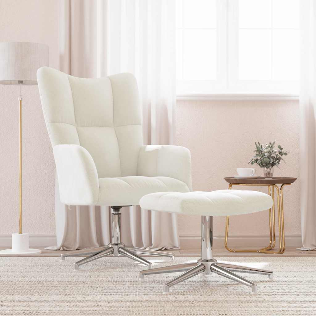 Relaxstoel met voetenbank fluweel crèmewit is nu te koop bij PeponiXL, paradijselijk wonen!