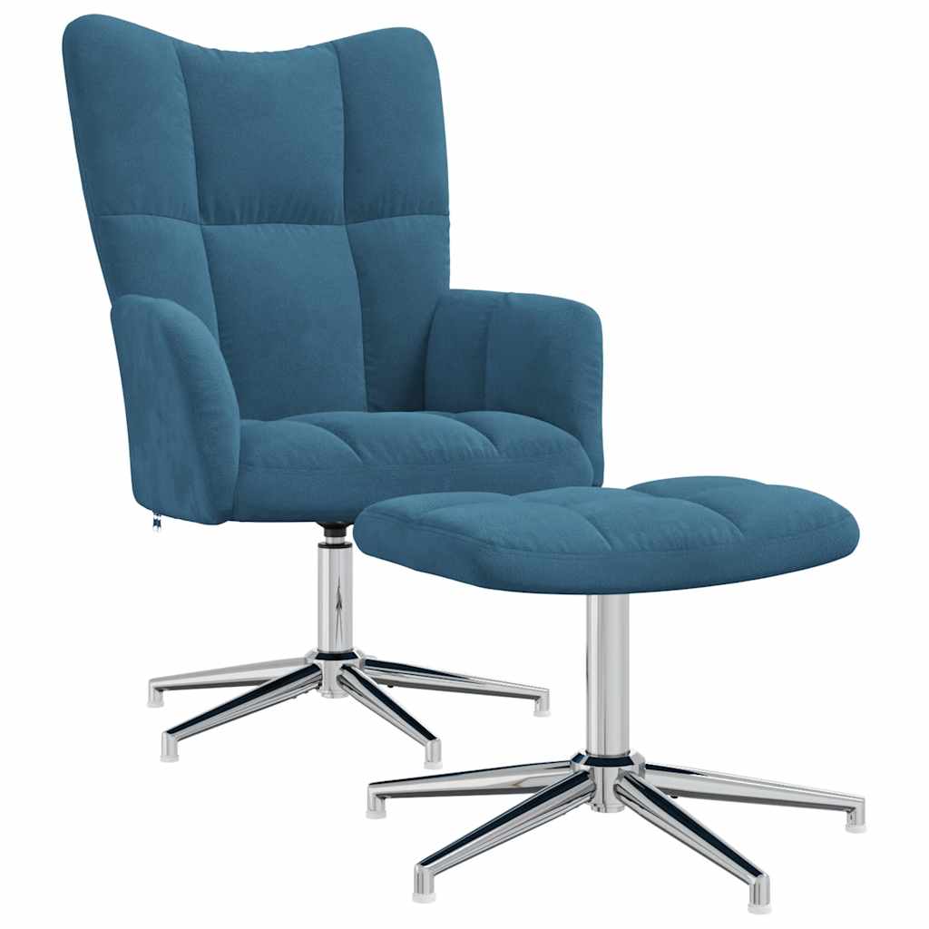 Relaxstoel met voetenbank fluweel blauw is nu te koop bij PeponiXL, paradijselijk wonen!