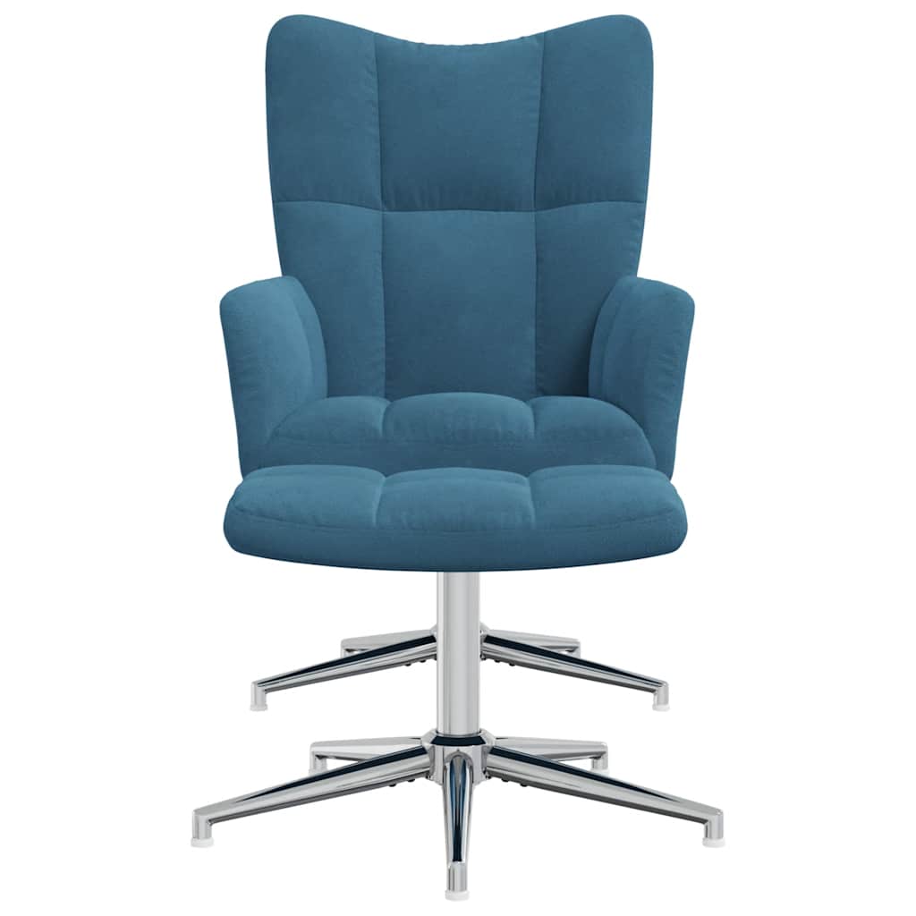 Relaxstoel met voetenbank fluweel blauw is nu te koop bij PeponiXL, paradijselijk wonen!