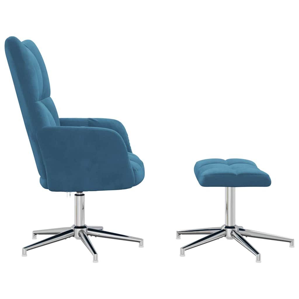 Relaxstoel met voetenbank fluweel blauw is nu te koop bij PeponiXL, paradijselijk wonen!