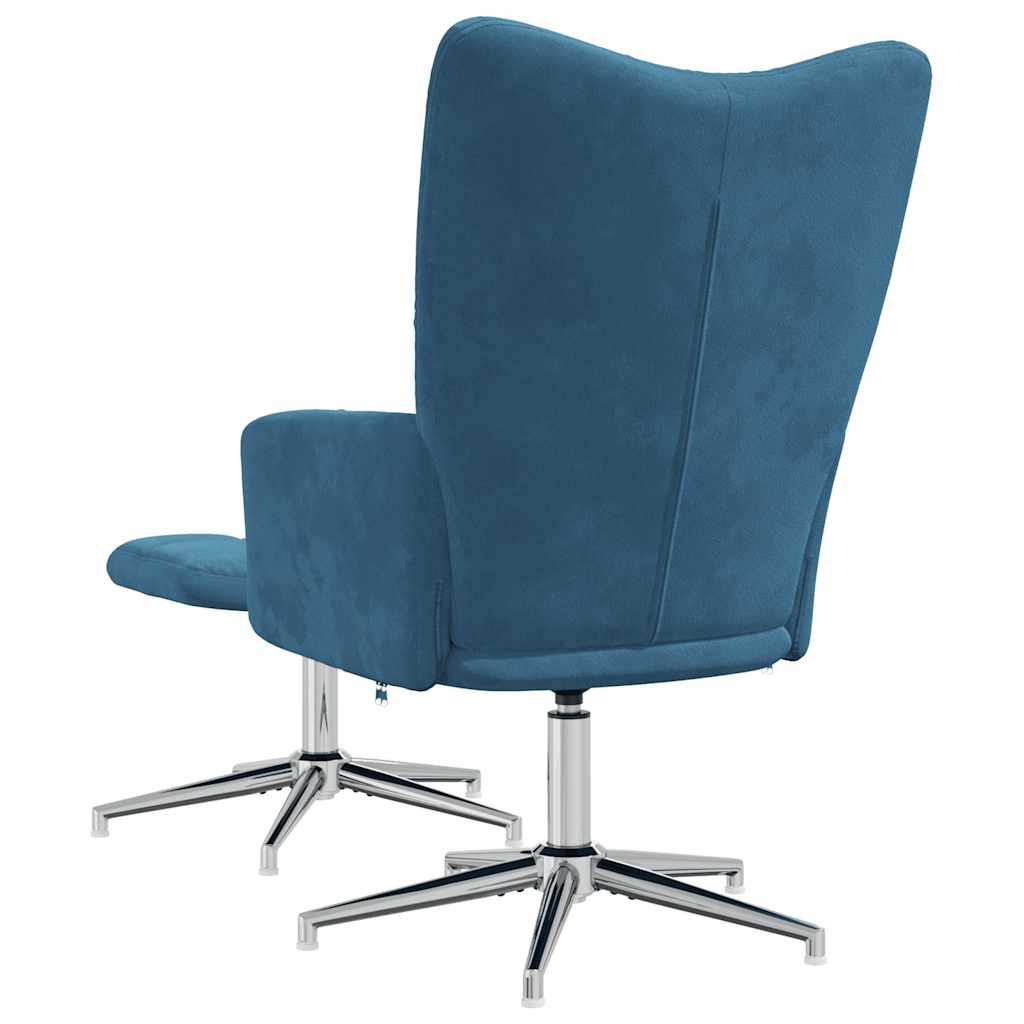 Relaxstoel met voetenbank fluweel blauw is nu te koop bij PeponiXL, paradijselijk wonen!